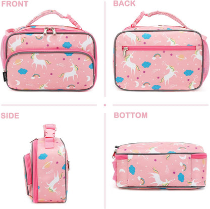 FlowFly Kids Lunch box Insulated Soft Bag Mini Cooler Back to School Thermal Meal Tote Kit for Girls, Boys, Astronaut - Colors B