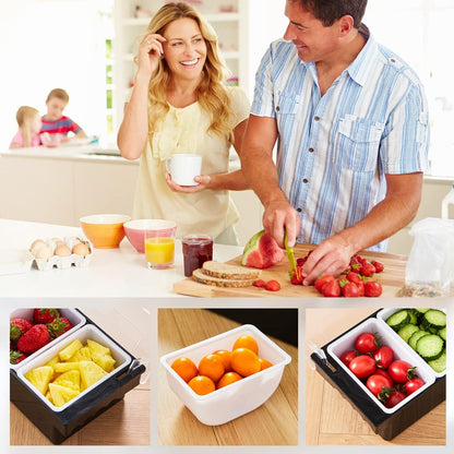 Ice Cooled Condiment Serving Container-6 Compartment Chilled Garnish Tray Bar Caddy with Hinged Lid (6 Compartments)