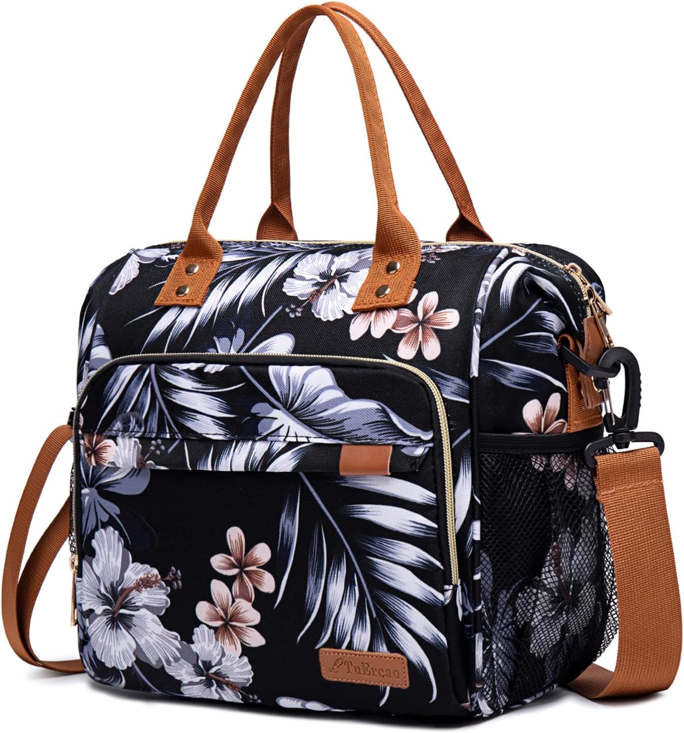 TuErCao Small Lunch Bag Lightweight Insulated Lunch Box for Women Work Portable Soft Cooler for Picnic Travel Road Trips, Loncheras para Mujer, Black
