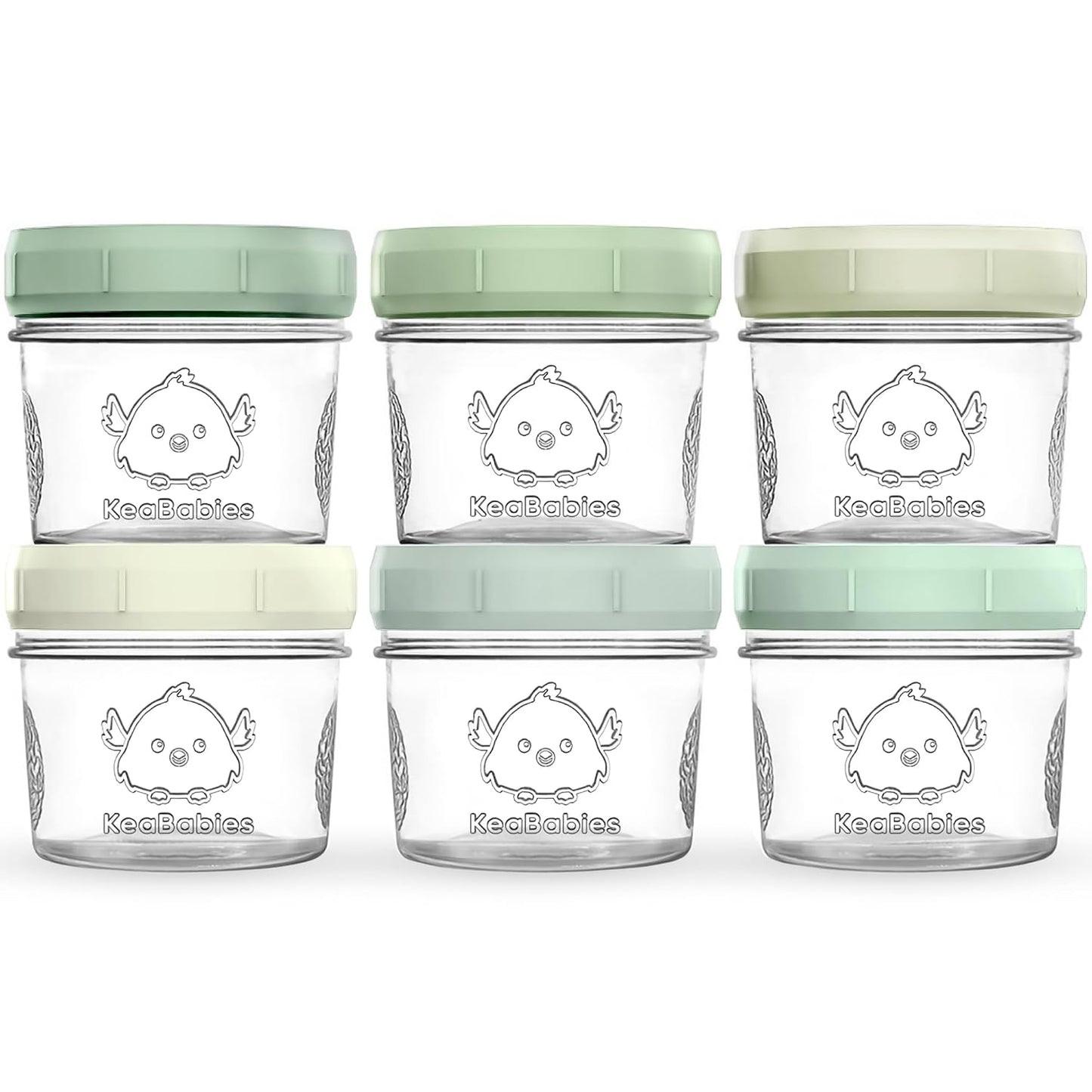 KeaBabies 12pk 4oz Glass Baby Food Containers with Lids - Leak-Proof, Microwavable Small Glass Jars, Baby Purees & Toddler Snack Storage Containers, BPA-Free, Dishwasher & Freezer Safe (Musk Dusk)