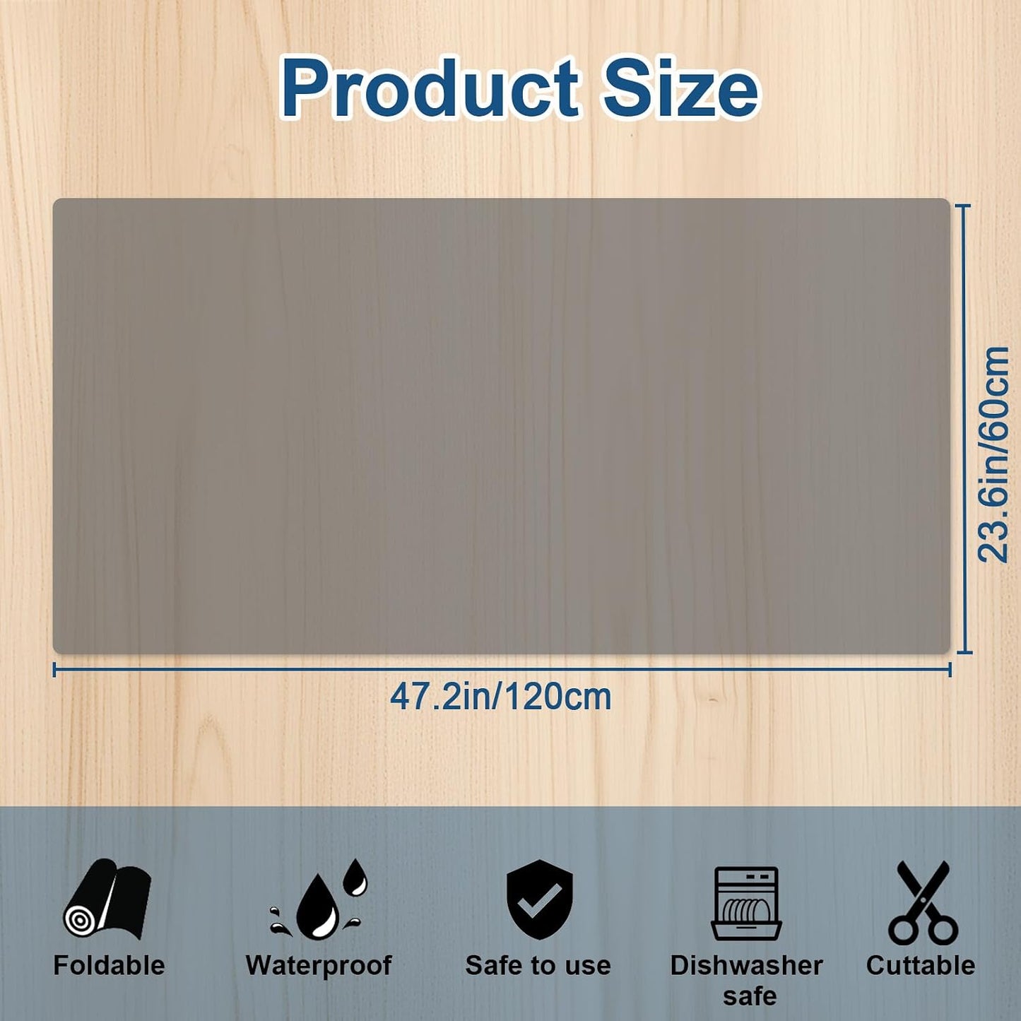 78.7"x23.6" Large Silicone Mat for Kitchen Counter, Heat Resistant Non-Slip Countertop Protector, Waterproof Silicone Craft Mat for Kitchen Island, Semitransparent
