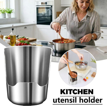 2 In1 Multi-functional Kitchen Utensil Holder, Heavy Duty Stainless Steel Pot Lid & Spoon Rack, Space-Saving Vertical Stand for Spatulas,Tongs,Ladles, Countertop Organizer,Thickened Storage Stand
