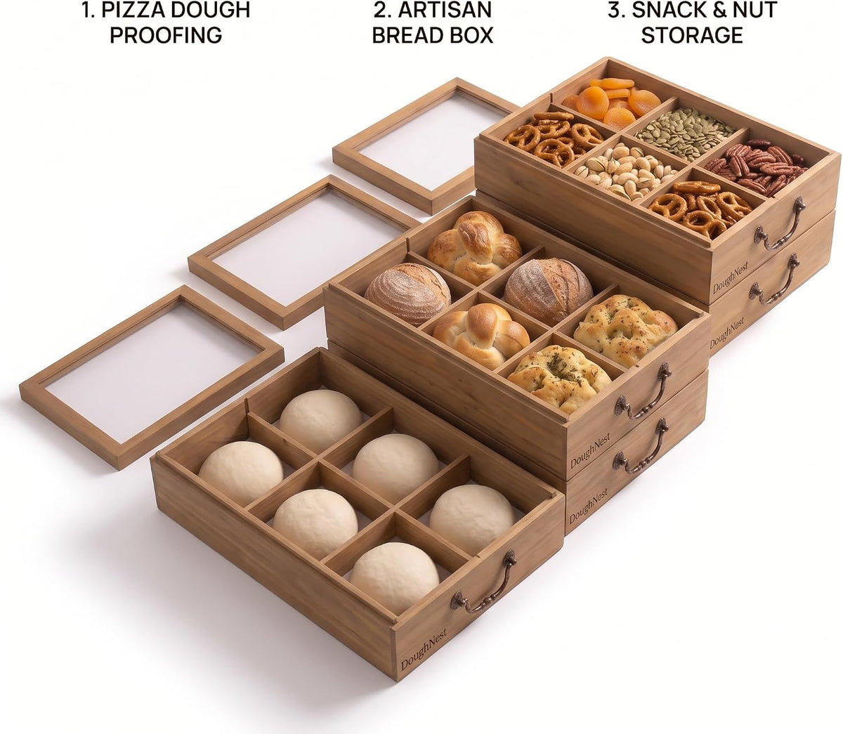 Pizza Dough Proofing Box • Dough Proofing container with lid • 6 Sections