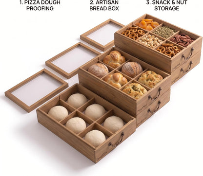 Pizza Dough Proofing Box • Dough Proofing container with lid • 6 Sections