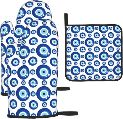 Boho Floral Oven Mitts and Pot Holders Sets of 3, Cute Baker Stuff
