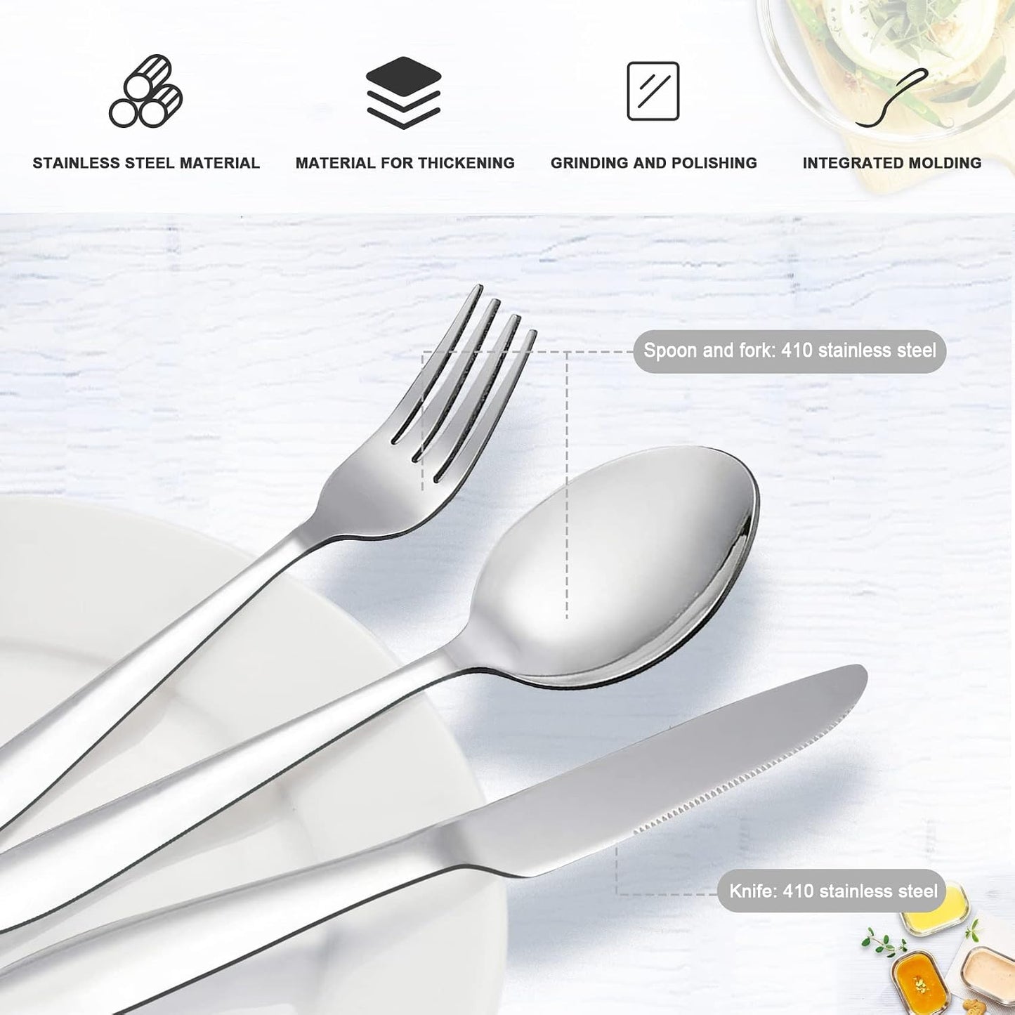 Travel Utensils with Case, Stainless Steel Silverware Set for Lunch Box, Portable Camping Cutlery Fork Spoon Knife, Reusable Utensil Set Flatware for Picnic School, Dishwasher Safe (Blue)