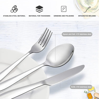 Travel Utensils with Case, Stainless Steel Silverware Set for Lunch Box, Portable Camping Cutlery Fork Spoon Knife, Reusable Utensil Set Flatware for Picnic School, Dishwasher Safe (Blue)