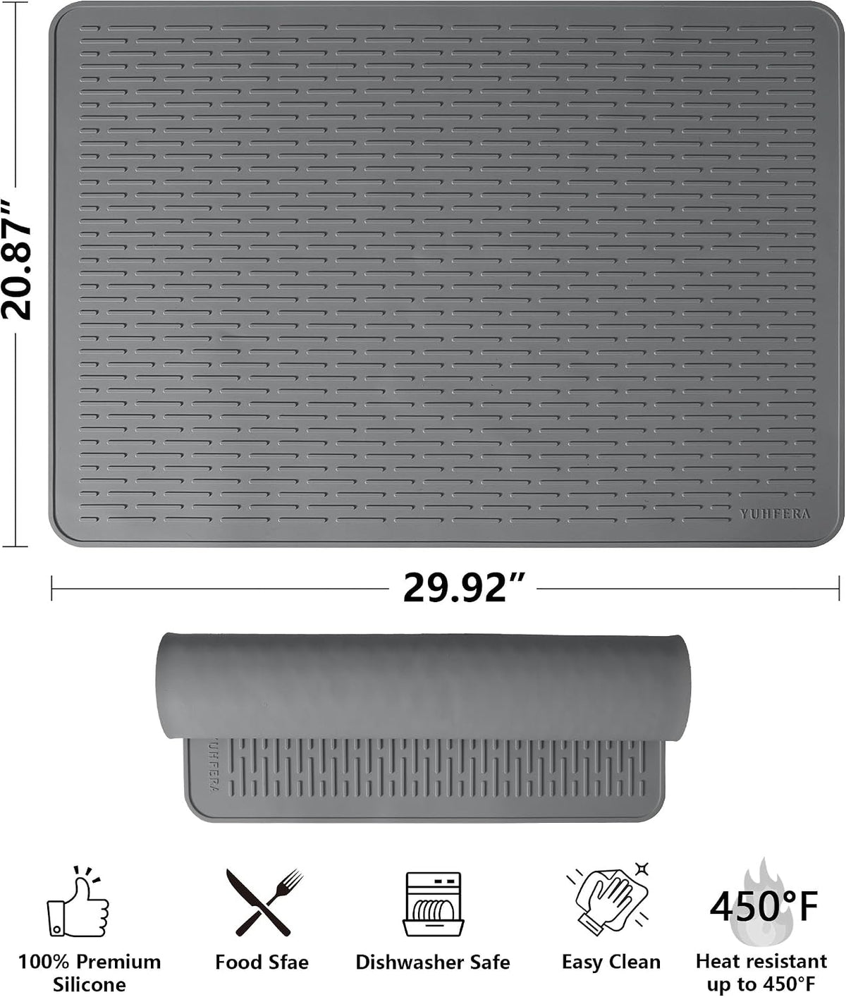 YUHFERA Stove Top Cover for Electric Stove - Silicone Stove Mat for Glass Top, Glass Cooktop Protector For Kitchen,Multi-functional Oven Covers for Electric Stove (Black,28 x 20)