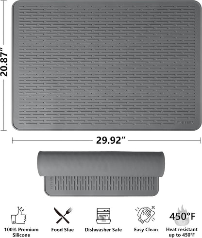 YUHFERA Stove Top Cover for Electric Stove - Silicone Stove Mat for Glass Top, Glass Cooktop Protector For Kitchen,Multi-functional Oven Covers for Electric Stove (Black,28 x 20)