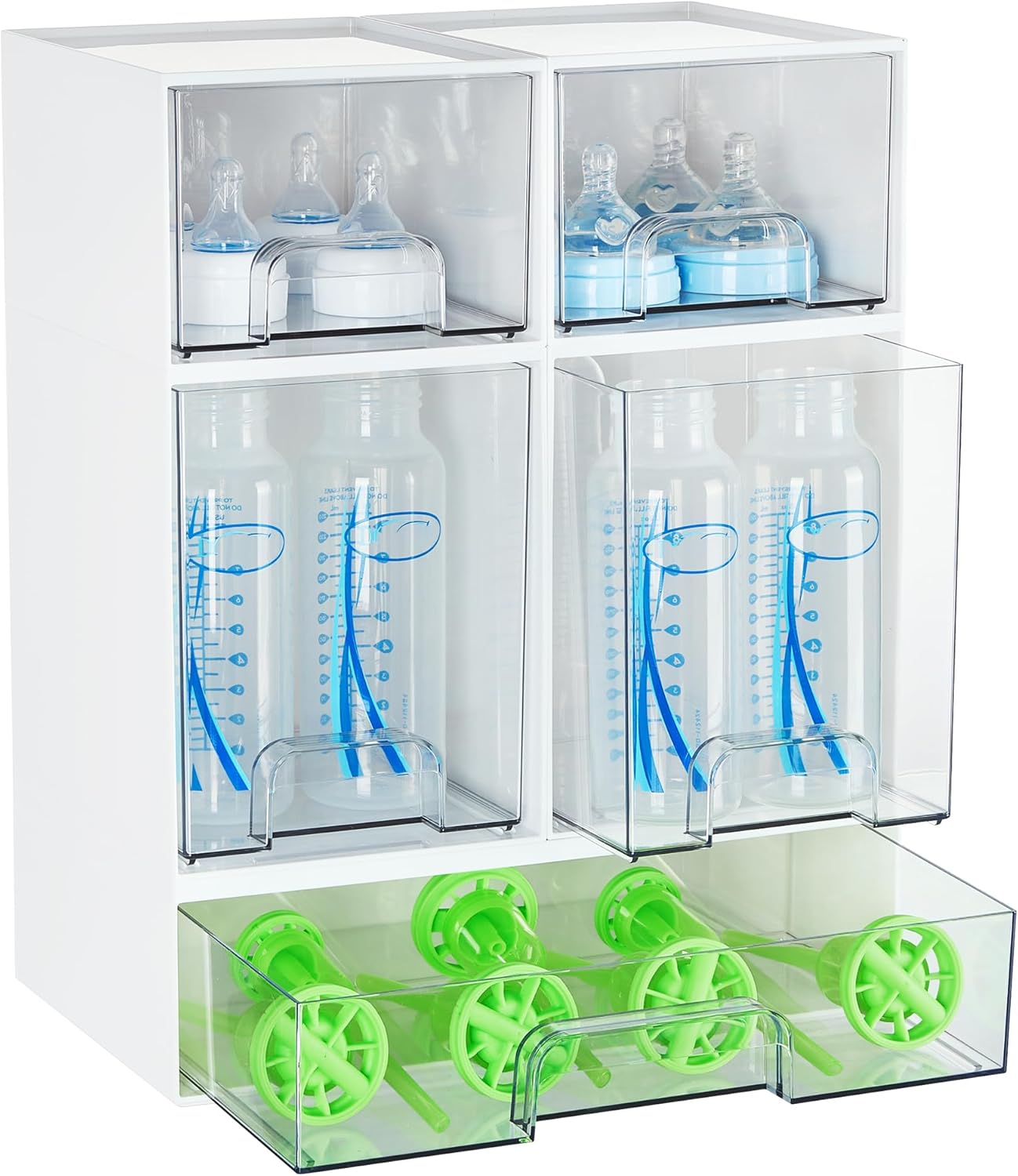 Vtopmart Stackable Storage Drawers Set of 5, Clear Plastic Organizer Bins for Baby Bottle, Beauty Supplies Storage, Ideal for Kichen Countertop, Vanity, Bathroom, Cabinet, Pantry Organization