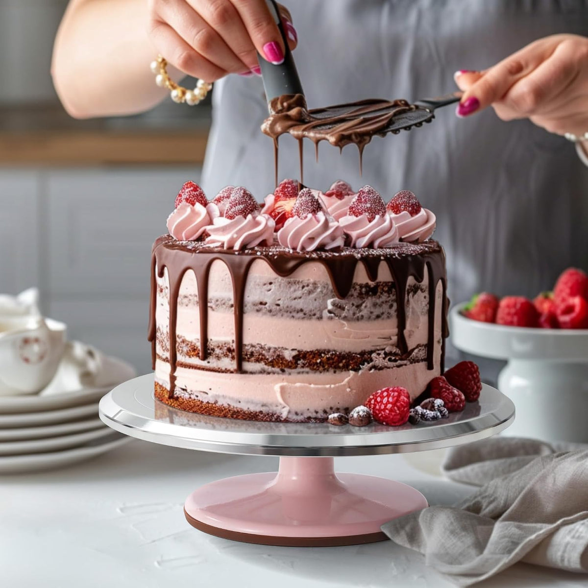 Kootek 12" Aluminum Cake Turntable Set, Rotating Cake Stand for Decorating