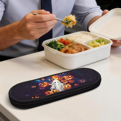 Travel Cutlery Set with Case for Kids Portable Utensil Case Reusable Silverware Pouch for School Travel Lunch Capybara Flower