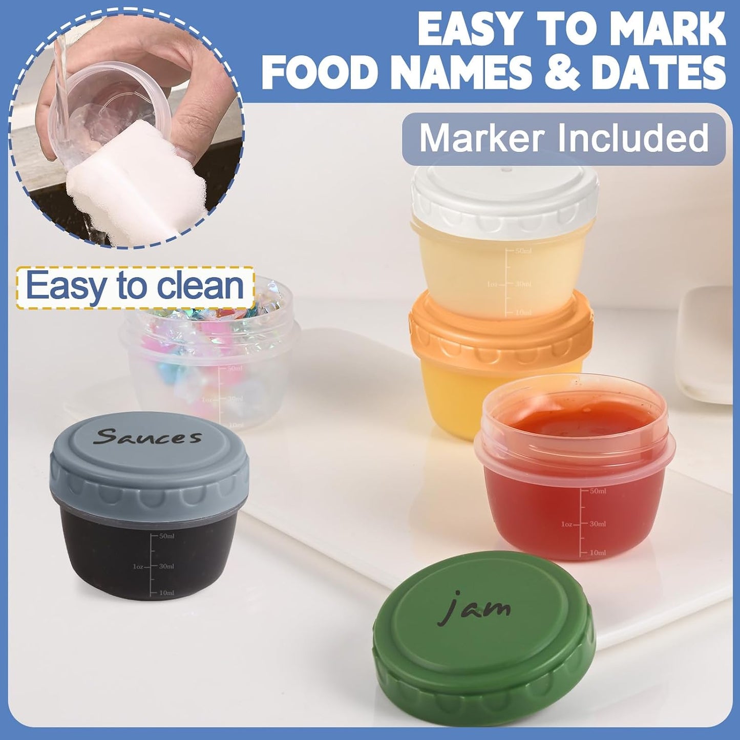 6pcs 10 oz Small Plastic Containers with Lids, Salad Dressing Container Reusable Small Food Storage Containers for Meal Prep, Leakproof, Microwave Dishwasher Freezer Safe, BPA-Free