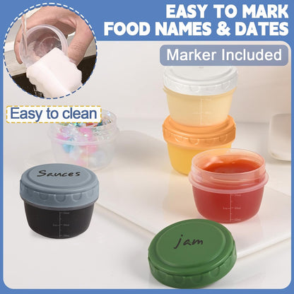 6pcs 10 oz Small Plastic Containers with Lids, Salad Dressing Container Reusable Small Food Storage Containers for Meal Prep, Leakproof, Microwave Dishwasher Freezer Safe, BPA-Free