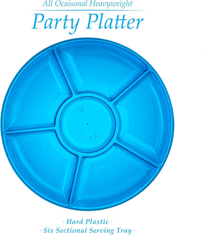 Plasticpro 6 Sectional Round Plastic Serving Tray/Platter (4, Clear)