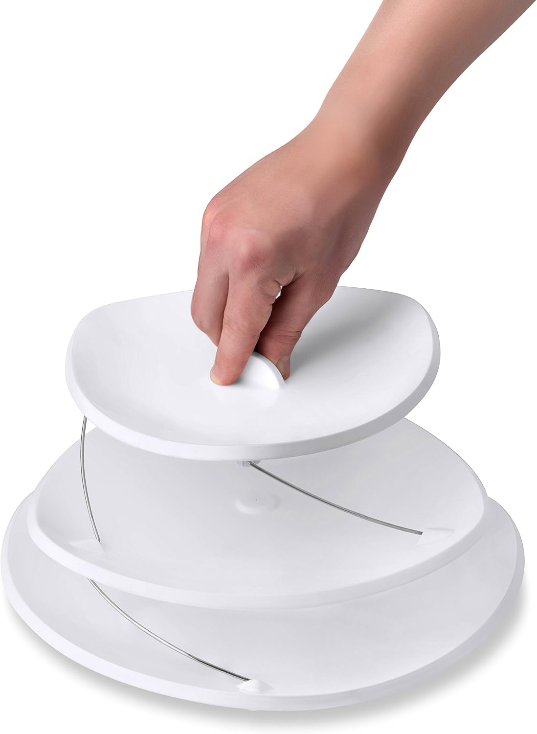 Masirs 3-Tier Collapsible Bowl: Decorative Design Folds for Minimal Storage. Ideal for Serving Snacks, Salad, and Fruit. Top Bowl Divided into Three Sections.