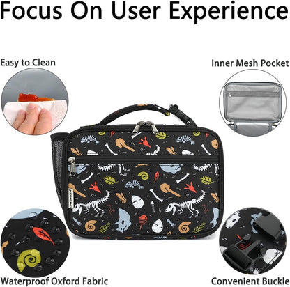 GYEUKHAM Insulated Lunch Box for School, Thermal Reusable Durable Freezable Lunch Bags for Kids Boys Girls Men Women - Small Soft Cooler Portable Lunch Tote Kit for Work Picnic Travel,Black