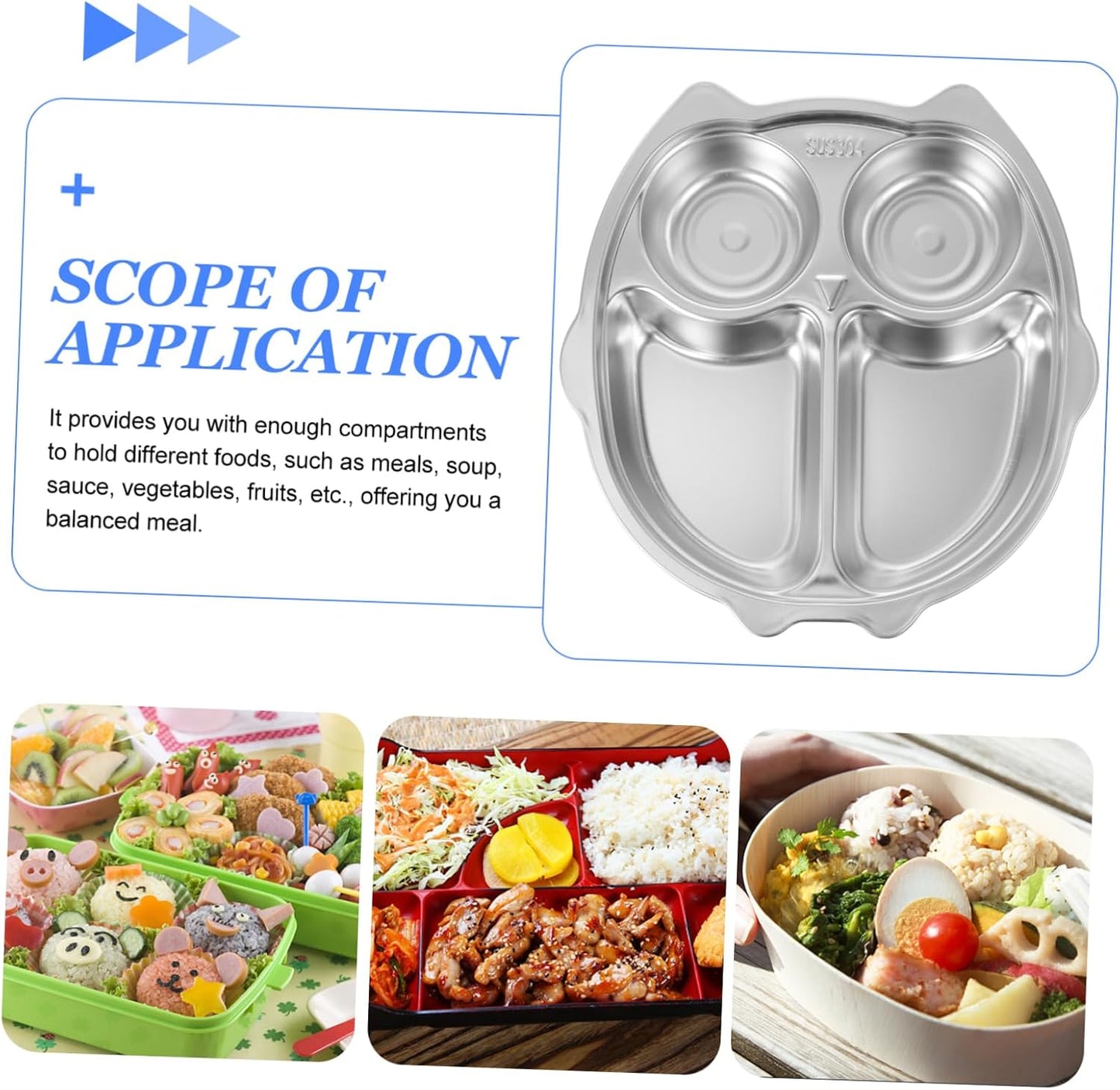 Zerodeko 304 Stainless Steel Divided Dinner Tray 3 Compartment Lunch Plate Food Portion Control Dish for Meal Prep Dishwasher Safe for Home or Catering