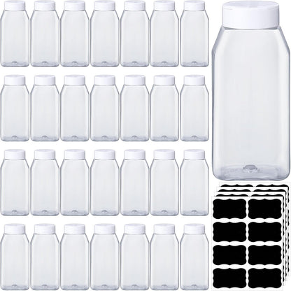 Mifoci 28 Pack 16 oz Black Plastic Spice Jars with Cap