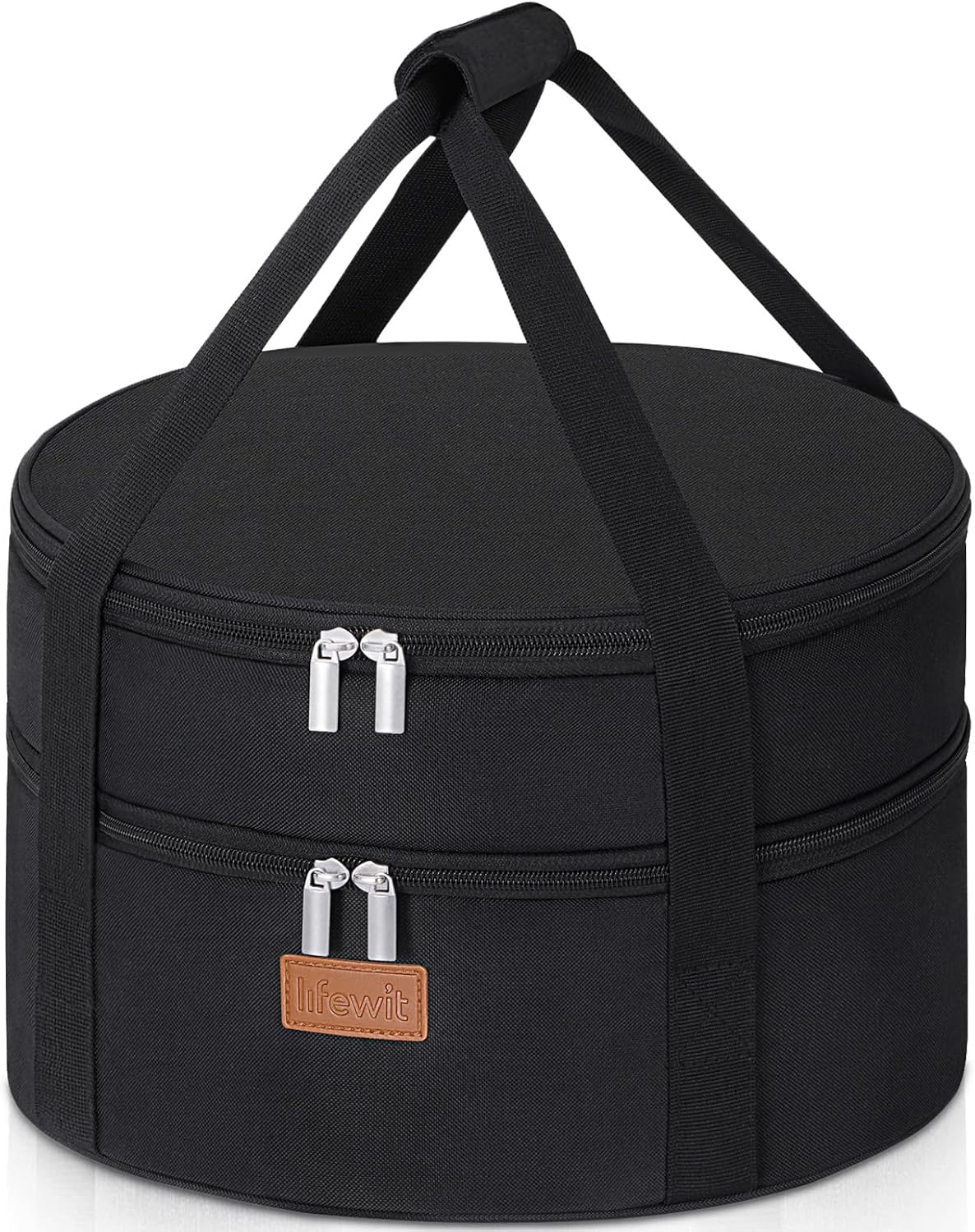 Lifewit Insulated Single Decker Round Casserole Carrier, Portable Pie Carrier Bag for Hot or Cold Food, Fits 12.5" Baking Dish, Thermal Lunch Tote for Potluck Parties, Picnic and Cookouts, Grey