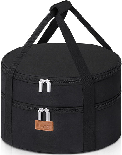 Lifewit Insulated Single Decker Round Casserole Carrier, Portable Pie Carrier Bag for Hot or Cold Food, Fits 12.5" Baking Dish, Thermal Lunch Tote for Potluck Parties, Picnic and Cookouts, Grey