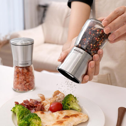 Vucchini Gold Salt and Pepper Grinder Mill Adjustable Coarseness Ceramic