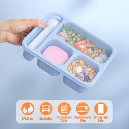 TOUWMX 36OZ Bento Box for Kids Lunchable Container with Utensils & Dressing Container, Reusable 4 Compartments Meal Prep Containers Bento Lunch Box Snackle Box Container 4 Pack Snack Containers