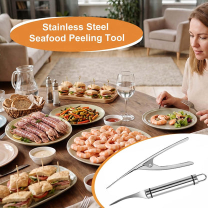 6 PCS Shrimp Peeler and Deveiner Tool Set Stainless Steel