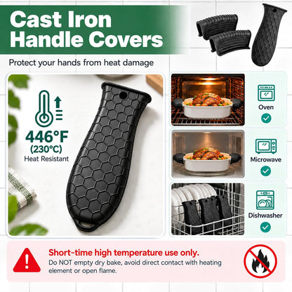 10Pcs Cast Iron Handle Cover, Silicone Pot Holders