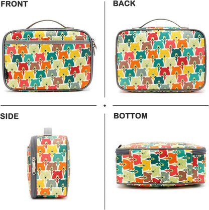FlowFly Kids Lunch box Insulated Soft Bag Mini Cooler Back to School Thermal Meal Tote Kit for Girls, Boys, Black