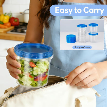 10 Pack-32 OZ Freezer Storage Containers, Small Plastic Food Storage Containers with Twist Top Lids, BPA Free and Reusable Meal Prep Containers Microwave/Dishwasher Safe