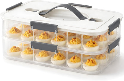 Deviled Egg Container with Lid, 54-Slot Carrier, Green, 3 Tier