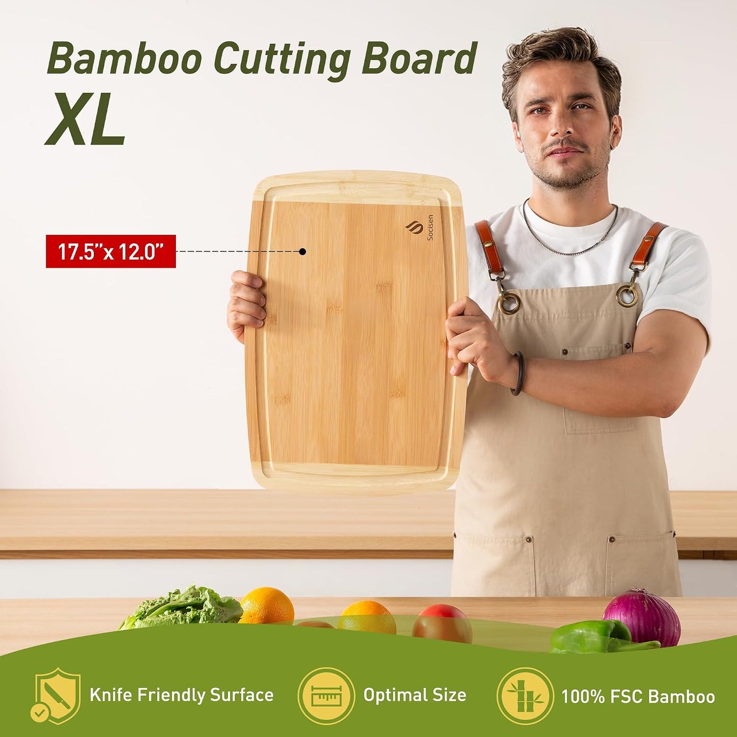 3 Packs Bamboo Cutting Board Set with Non Slip Feet and Over Sink Nice Solid Thick Wood Juice Groove Chopping Board Extra Large Big Small Best Hardwood Kitchen Counter Organic Vegetable