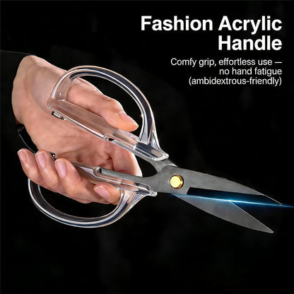 Kitchen Shears Scissors, ARCHIKING 7.7inch Gold Titanium Plated Scissor-Meat and Poultry Shears, Dishwasher Safe, Acrylic Handel All Purpose Stainless Steel Utility Scissor - Diamond Clear