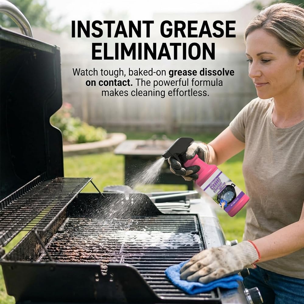 3 PCS BBQ Grill Cleaner Spray: Fast-acting Heavy-duty Grill Degreaser Spray to Remove Grease - Kitchen Cleaner for Stainless Steel, Smoker, Outdoor Kitchen (3)