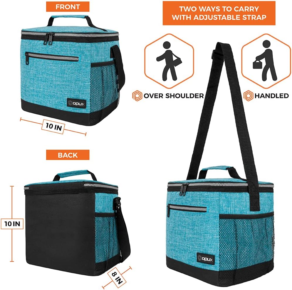 opux Insulated Lunch Box Men Women, Lunch Bag for Work School, Leakproof Soft Cooler Tote Adult, Large Lunch Pail Kids Boys Girls, Picnic Beach Food Bag with Shoulder Strap, Purple Floral