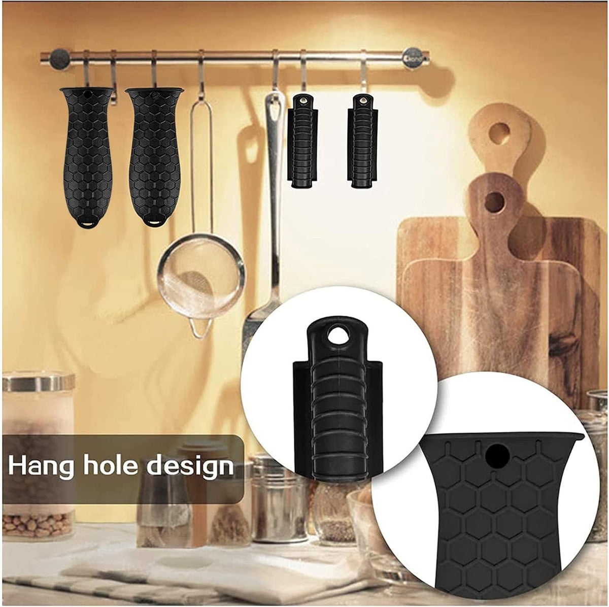 8 Pcs Non-Slip Silicone Hot Handle Holder & Assist Grips, Potholder for Cast Iron Skillets, Heat Resistant Handle Cover Sleeve for Frying Pans, Casserole, Cookware Handles, Lake Blue
