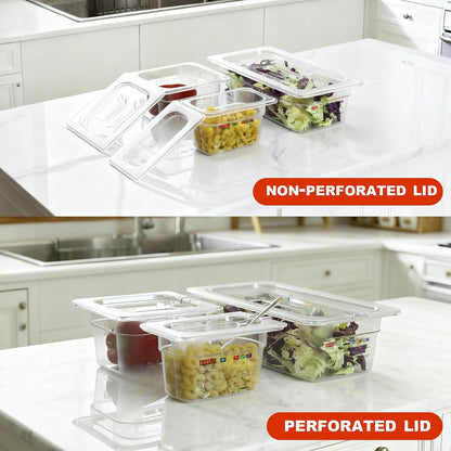 6-Pack Clear Polycarbonate Handled Lids for 1/6 Size NSF Food Pans