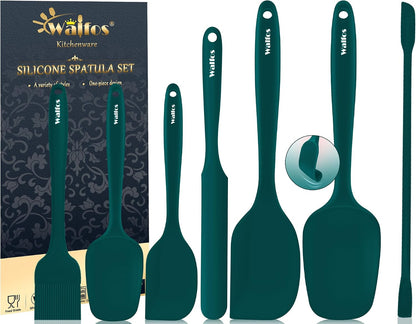 Walfos 600°F High Heat Resistant Silicone Spatula Set of 5- Food Grade Rubber Spatula Set for Baking Cooking & Mixing - BPA Free, Non Stick and Dishwasher Safe,black