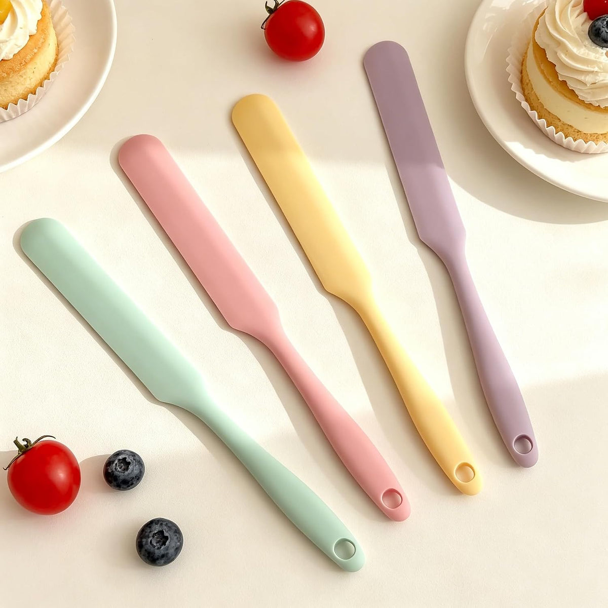 Silicone Jar Spatula Set, 4 Pcs Long Handle Sourdough Scraper Tools