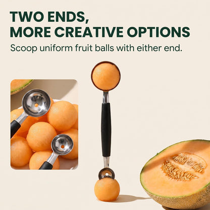 2Pcs Melon Baller Scoop, Stainless Steel Double Ended Headed Fruit Ice Cream Ball Spoon, DIY Fruit Platter Ball Tool Scooper for Watermelon/Ice Cream/Fruits/Sorbet/Meatball, Fruit and Vegetable Tools
