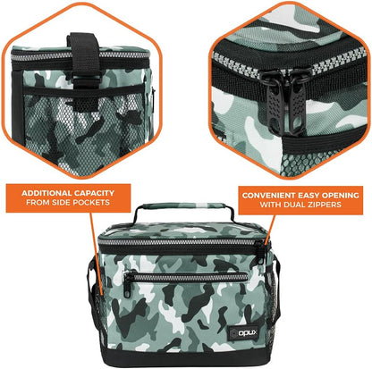 opux Insulated Lunch Box Men Women, Lunch Bag for Work School, Leakproof Soft Cooler Tote Adult, Large Lunch Pail Kids Boys Girls, Picnic Beach Food Bag with Shoulder Strap, Purple Floral