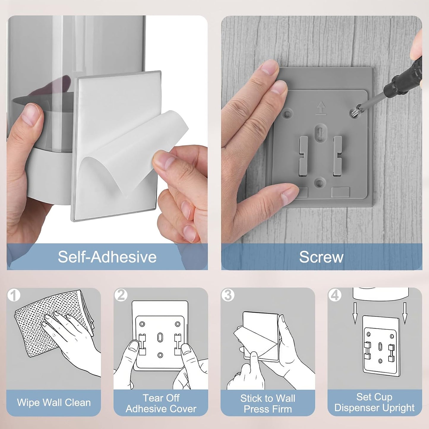 MYITYARD Cup Dispenser, Pull Type Wall Mount Cup Holder for Water Cooler Fit 3oz-5oz Disposable Paper and Plastic Cups, Bathroom Mouthwash Cup Dispenser for Home, Office, Gym, Hospital (White)
