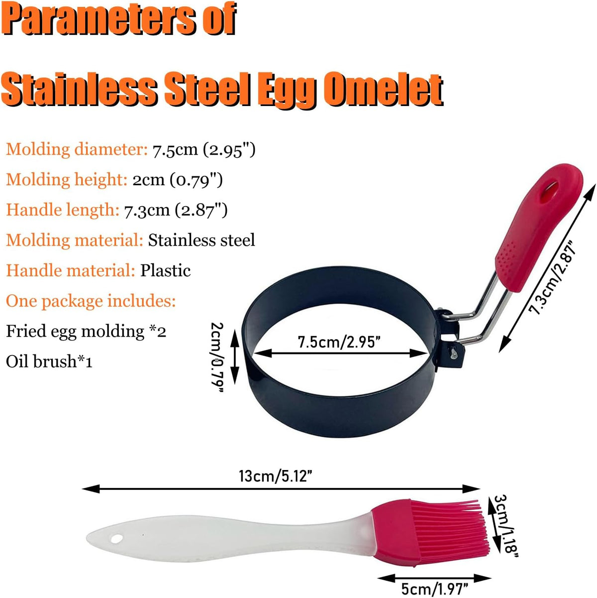 Scald Proof Silicone Omelette Rings Stainless Steel Egg Omelet 3" Fried Omelet Molding Ring 3" Stainless Steel Fried Omelette Molding