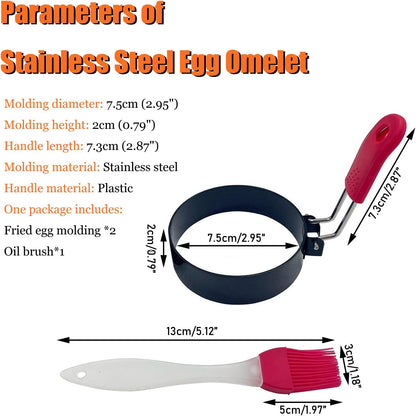 Scald Proof Silicone Omelette Rings Stainless Steel Egg Omelet 3" Fried Omelet Molding Ring 3" Stainless Steel Fried Omelette Molding