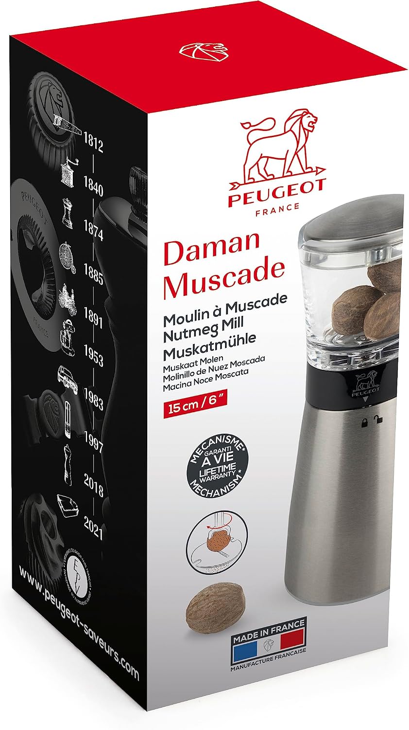 Peugeot Daman Nutmeg Mill 15cm - 6"", stainless steel