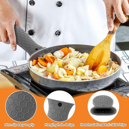 Patelai 8Pcs Silicone Cast Iron Handle Cover,Black