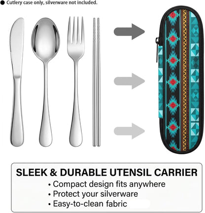 Travel Cutlery Set with Case for Kids Portable Utensil Case Reusable Silverware Pouch for School Travel Lunch Capybara Flower