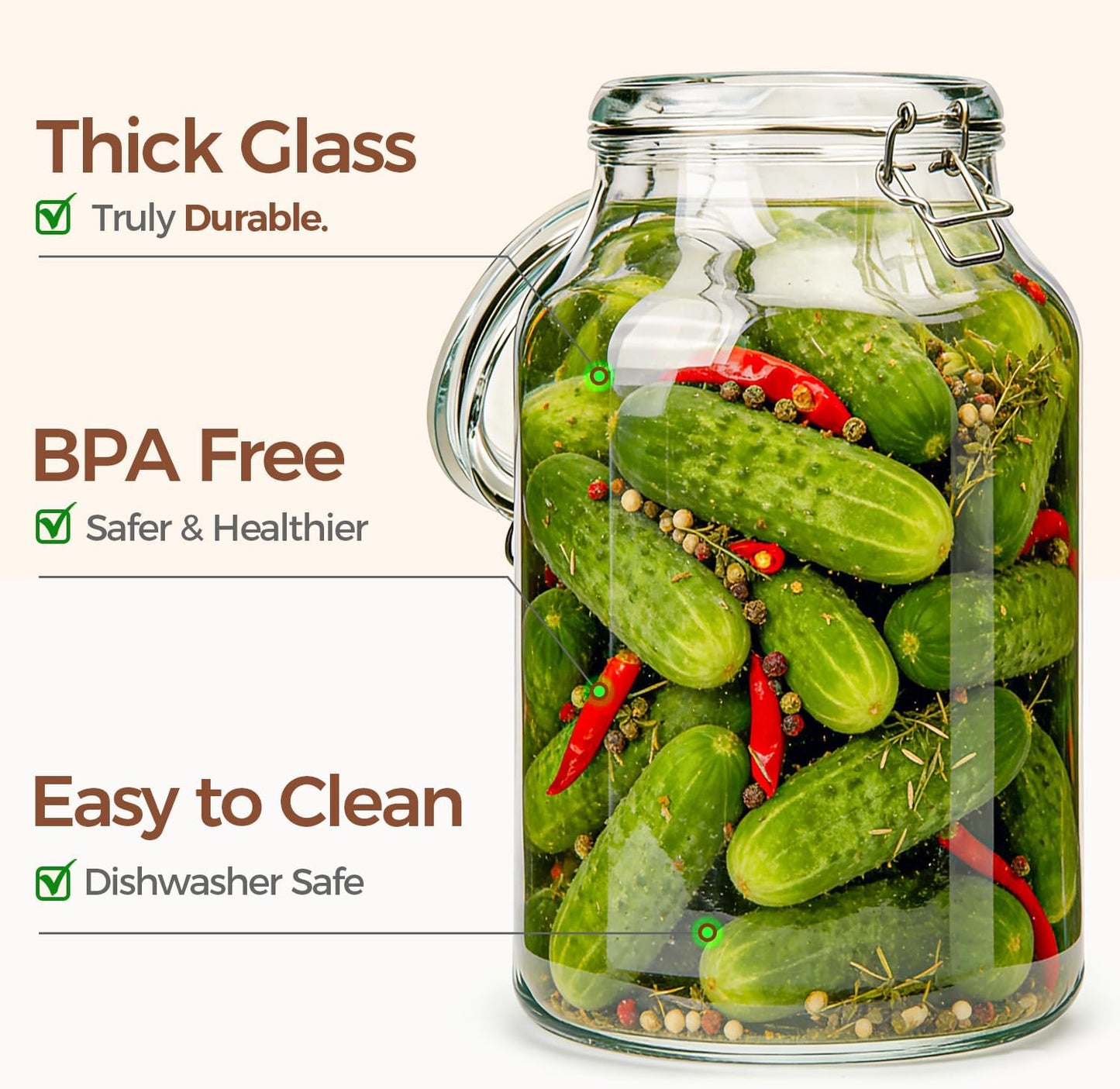 ComSaf Glass Pantry Jars with Airtight Lids 0.7 Gallon 2 Pack Wide Mouth | Flour sugar rice, Sourdough pickling, Pantry organization, Scoop included, Baking supplies, Bulk food storage, Large capacity
