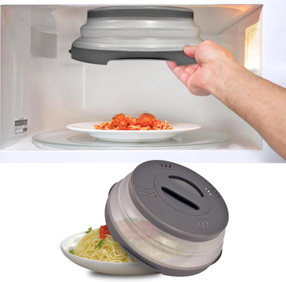 HOVER COVER Magnetic Microwave Splatter Cover - 12-Inch Collapsible - Gray